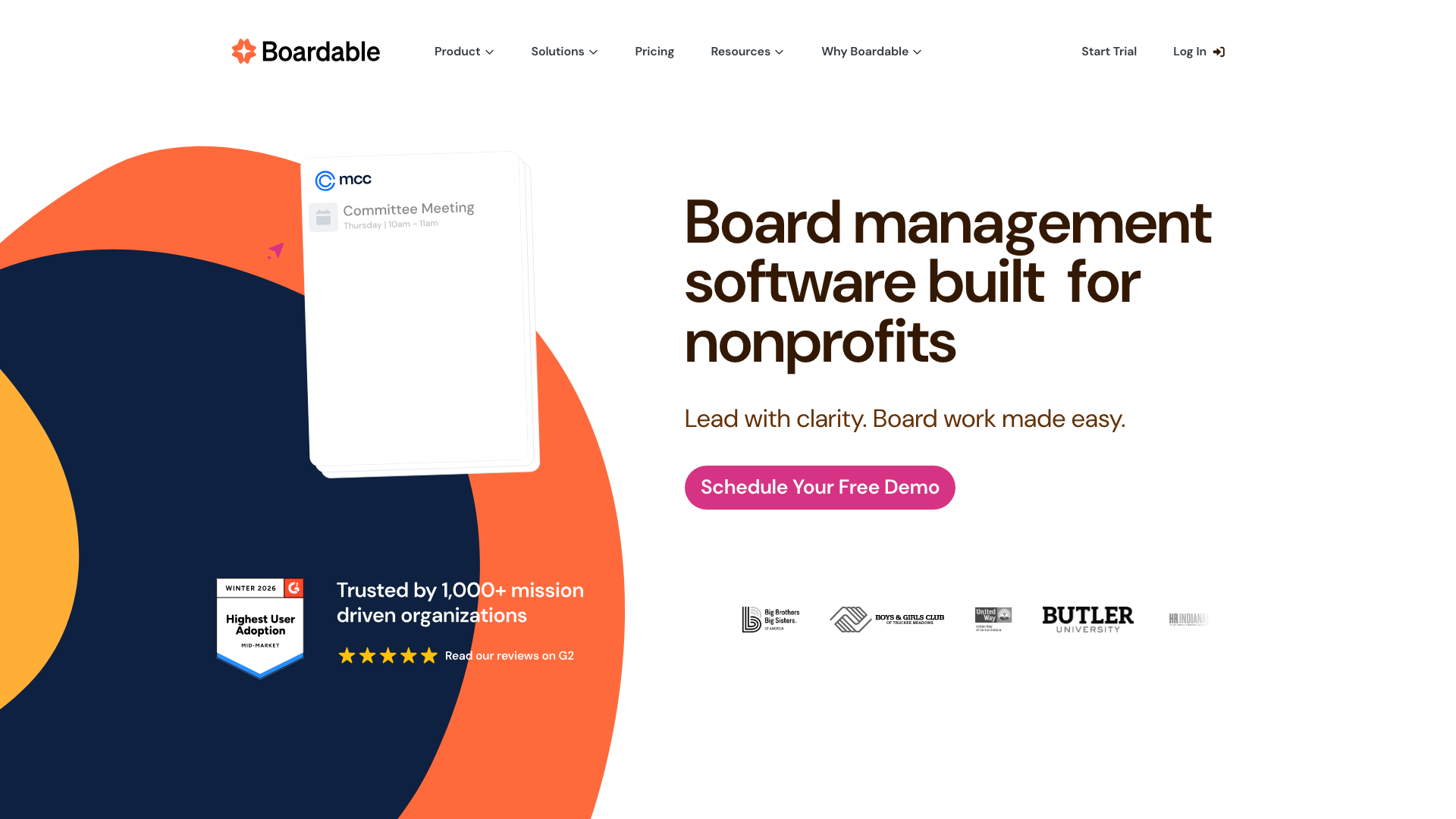 Page d’accueil de Boardable