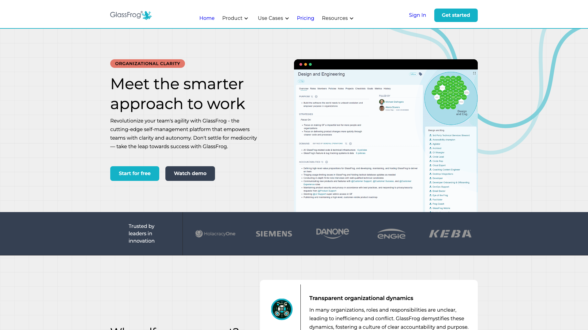 GlassFrog homepage