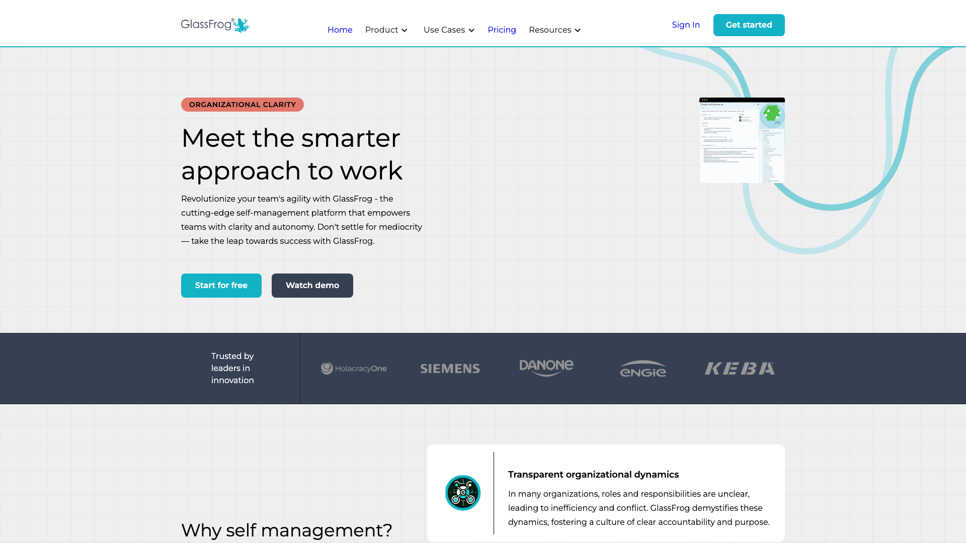 GlassFrog homepage