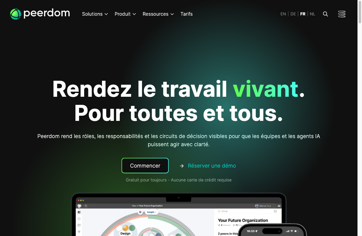 Page d'accueil de Peerdom