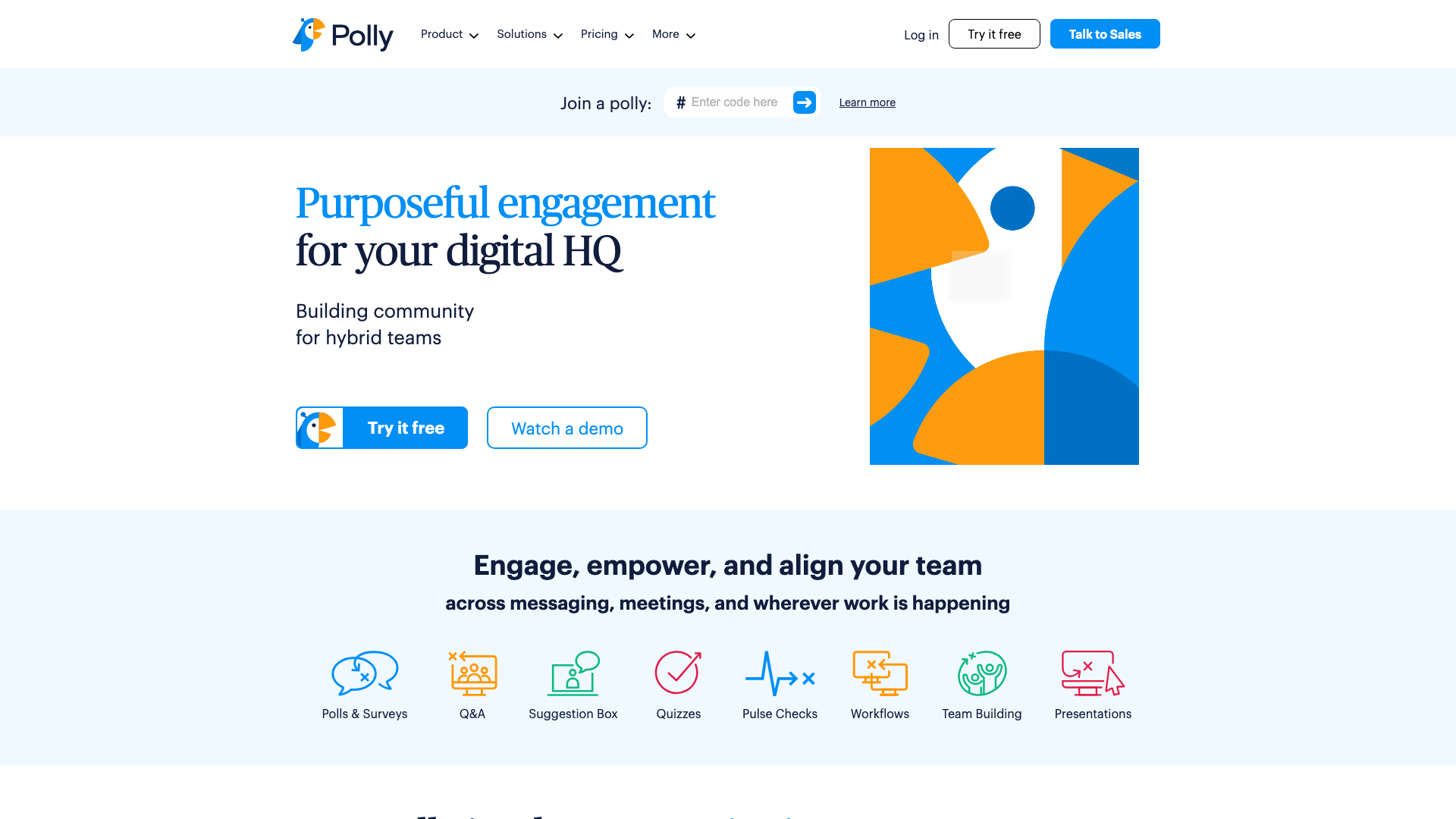 Screenshot of Polly's home page