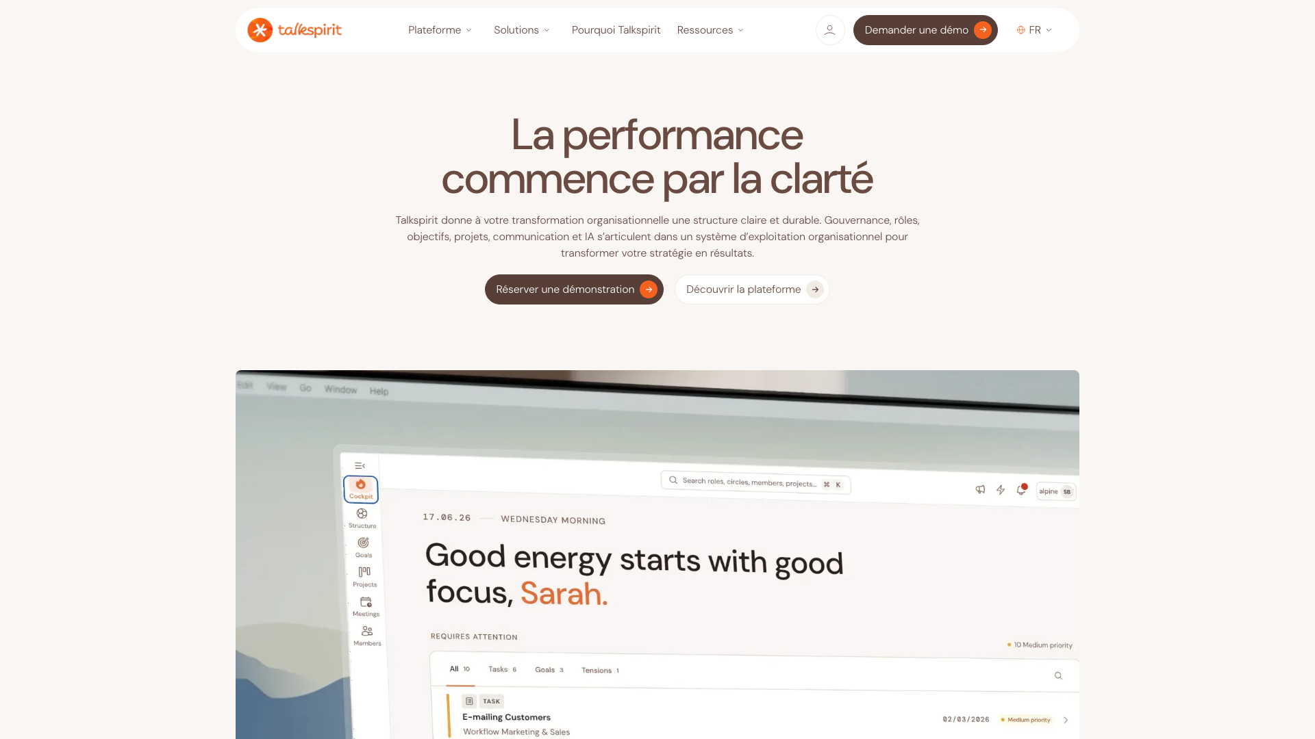Page d’accueil de Talkspirit