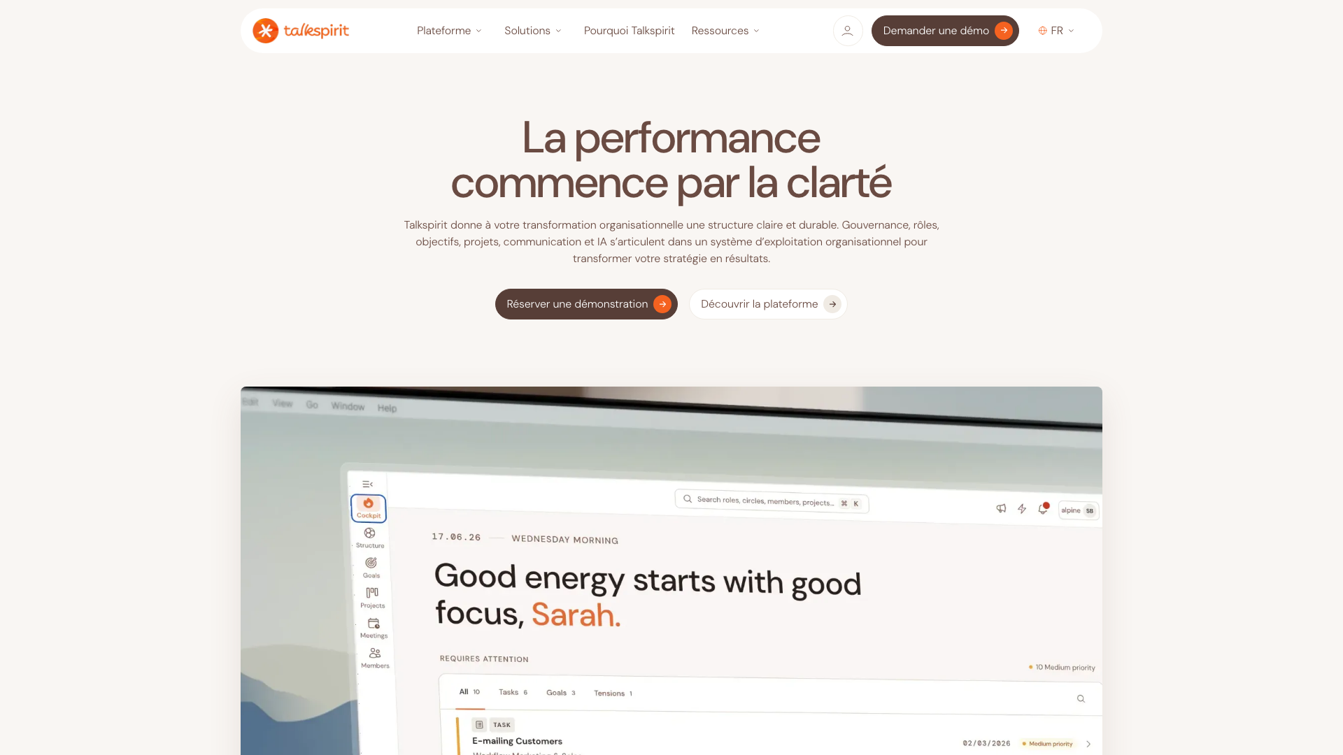 Page d’accueil de talkspirit
